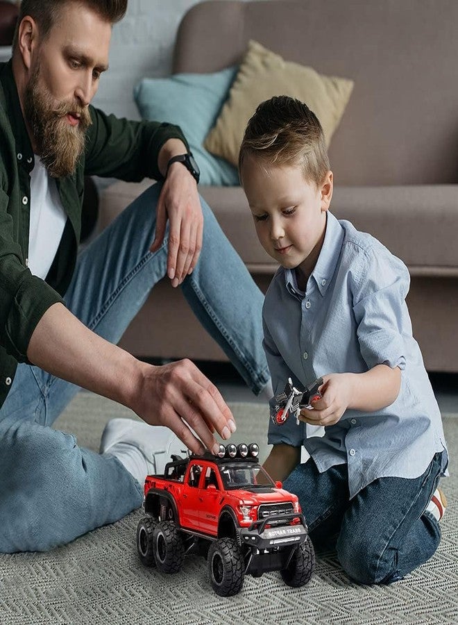 توي شاين سيارة لعبة شاحنة بيك أب F150 رابتور من توي شاين، بمقياس 1:28، مصنوعة من المعدن المصبوب، مزودة بموسيقى وأضواء، بالإضافة إلى خاصية السحب للخلف، وأبواب قابلة للفتح، وميزة فتح الجزء الخلفي، مناسبة للأطفال من عمر 3 سنوات فما فوق، لون أحمر - Image 5